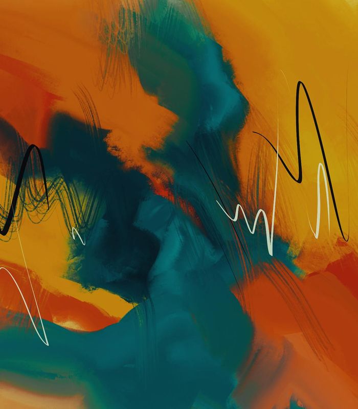 Abstract glowing lines representing fluid movement and balance